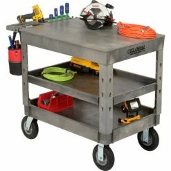 Global Industrial Flat Top Utility Cart w/3 Shelves, 44"L x 25-1/2"W x 35-1/2"H, Gray 43 Global Industrial Flat Top Utility Cart w/3 Shelves, 44"L x 25-1/2"W x 35-1/2"H, Gray -Utility Carts Elegant store 800331 06