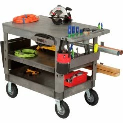 Global Industrial Flat Top Utility Cart w/3 Shelves, 44"L x 25-1/2"W x 35-1/2"H, Gray 44 Global Industrial Flat Top Utility Cart w/3 Shelves, 44"L x 25-1/2"W x 35-1/2"H, Gray -Utility Carts Elegant store 800331 07