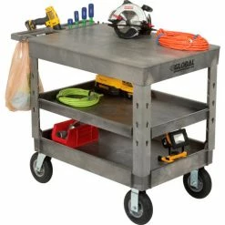 Global Industrial Flat Top Utility Cart w/3 Shelves, 44"L x 25-1/2"W x 35-1/2"H, Gray 45 Global Industrial Flat Top Utility Cart w/3 Shelves, 44"L x 25-1/2"W x 35-1/2"H, Gray -Utility Carts Elegant store 800331 08
