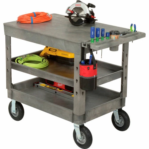 Global Industrial Flat Top Utility Cart w/3 Shelves, 44"L x 25-1/2"W x 35-1/2"H, Gray 10 Global Industrial Flat Top Utility Cart w/3 Shelves, 44"L x 25-1/2"W x 35-1/2"H, Gray - Image 10