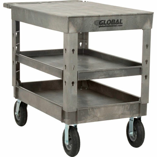 Global Industrial Flat Top Utility Cart w/3 Shelves, 44"L x 25-1/2"W x 35-1/2"H, Gray 11 Global Industrial Flat Top Utility Cart w/3 Shelves, 44"L x 25-1/2"W x 35-1/2"H, Gray - Image 11