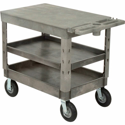 Global Industrial Flat Top Utility Cart w/3 Shelves, 44"L x 25-1/2"W x 35-1/2"H, Gray 12 Global Industrial Flat Top Utility Cart w/3 Shelves, 44"L x 25-1/2"W x 35-1/2"H, Gray - Image 12