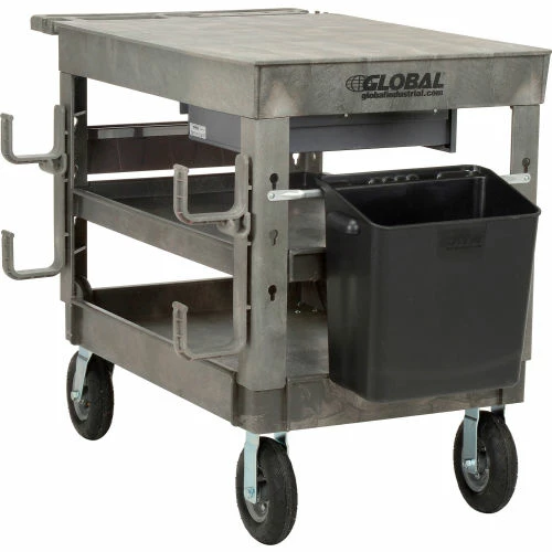 Global Industrial Flat Top Utility Cart w/3 Shelves, 44"L x 25-1/2"W x 35-1/2"H, Gray 13 Global Industrial Flat Top Utility Cart w/3 Shelves, 44"L x 25-1/2"W x 35-1/2"H, Gray - Image 13