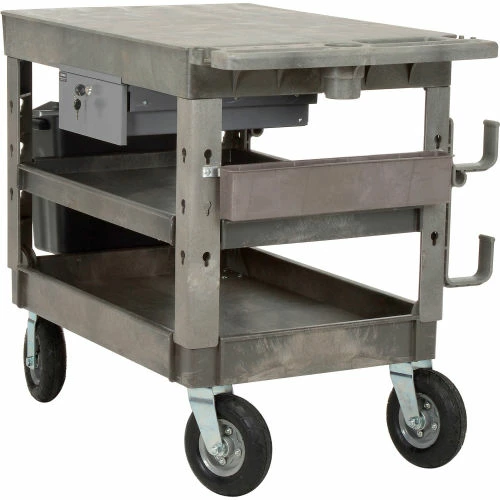 Global Industrial Flat Top Utility Cart w/3 Shelves, 44"L x 25-1/2"W x 35-1/2"H, Gray 14 Global Industrial Flat Top Utility Cart w/3 Shelves, 44"L x 25-1/2"W x 35-1/2"H, Gray - Image 14