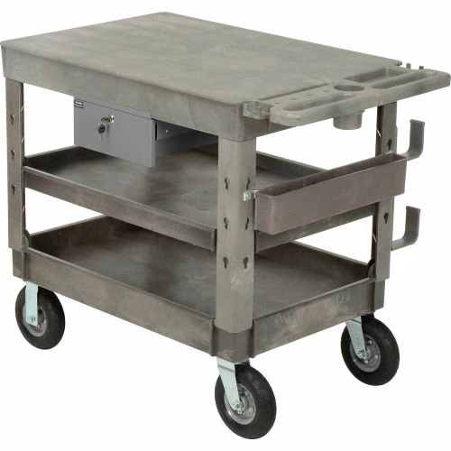 Global Industrial Flat Top Utility Cart w/3 Shelves, 44"L x 25-1/2"W x 35-1/2"H, Gray 15 Global Industrial Flat Top Utility Cart w/3 Shelves, 44"L x 25-1/2"W x 35-1/2"H, Gray - Image 15