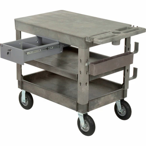 Global Industrial Flat Top Utility Cart w/3 Shelves, 44"L x 25-1/2"W x 35-1/2"H, Gray 16 Global Industrial Flat Top Utility Cart w/3 Shelves, 44"L x 25-1/2"W x 35-1/2"H, Gray - Image 16