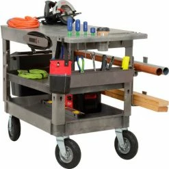 Global Industrial Flat Top Utility Cart w/3 Shelves, 44"L x 25-1/2"W x 35-1/2"H, Gray 54 Global Industrial Flat Top Utility Cart w/3 Shelves, 44"L x 25-1/2"W x 35-1/2"H, Gray -Utility Carts Elegant store 800331 17