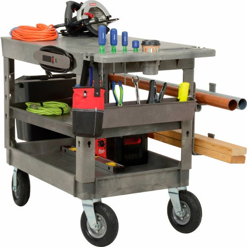 Global Industrial Flat Top Utility Cart w/3 Shelves, 44"L x 25-1/2"W x 35-1/2"H, Gray 18 Global Industrial Flat Top Utility Cart w/3 Shelves, 44"L x 25-1/2"W x 35-1/2"H, Gray - Image 18