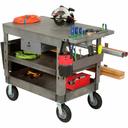 Global Industrial Flat Top Utility Cart w/3 Shelves, 44"L x 25-1/2"W x 35-1/2"H, Gray 19 Global Industrial Flat Top Utility Cart w/3 Shelves, 44"L x 25-1/2"W x 35-1/2"H, Gray - Image 19