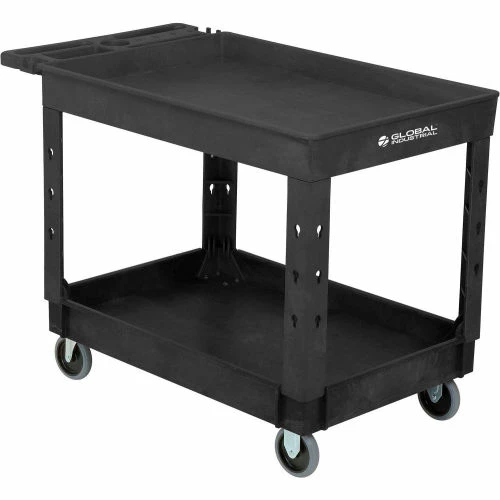 Global Industrial Utility Cart w/2 Shelves & 5" Casters, 44"L x 25-1/2"W x 32-1/2"H, Black 1 Global Industrial Utility Cart w/2 Shelves & 5" Casters, 44"L x 25-1/2"W x 32-1/2"H, Black