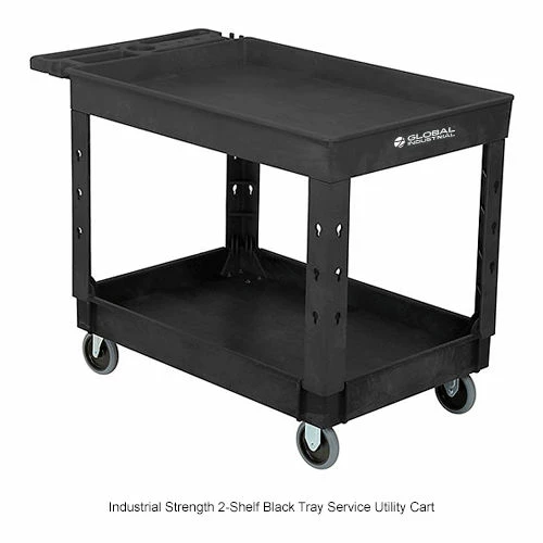 Global Industrial Utility Cart w/2 Shelves & 5" Casters, 44"L x 25-1/2"W x 32-1/2"H, Black 35 Global Industrial Utility Cart w/2 Shelves & 5" Casters, 44"L x 25-1/2"W x 32-1/2"H, Black - Image 35