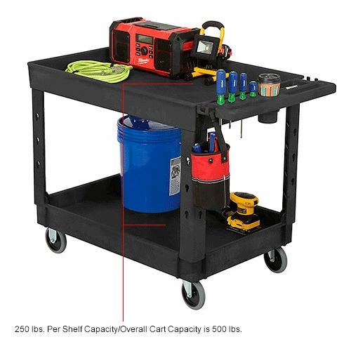 Global Industrial Utility Cart w/2 Shelves & 5" Casters, 44"L x 25-1/2"W x 32-1/2"H, Black 37 Global Industrial Utility Cart w/2 Shelves & 5" Casters, 44"L x 25-1/2"W x 32-1/2"H, Black - Image 37