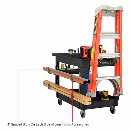 Global Industrial Utility Cart w/2 Shelves & 5" Casters, 44"L x 25-1/2"W x 32-1/2"H, Black 40 Global Industrial Utility Cart w/2 Shelves & 5" Casters, 44"L x 25-1/2"W x 32-1/2"H, Black - Image 40