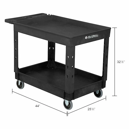 Global Industrial Utility Cart w/2 Shelves & 5" Casters, 44"L x 25-1/2"W x 32-1/2"H, Black 42 Global Industrial Utility Cart w/2 Shelves & 5" Casters, 44"L x 25-1/2"W x 32-1/2"H, Black - Image 42