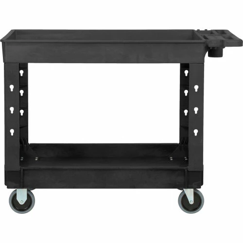 Global Industrial Utility Cart w/2 Shelves & 5" Casters, 44"L x 25-1/2"W x 32-1/2"H, Black 2 Global Industrial Utility Cart w/2 Shelves & 5" Casters, 44"L x 25-1/2"W x 32-1/2"H, Black - Image 2