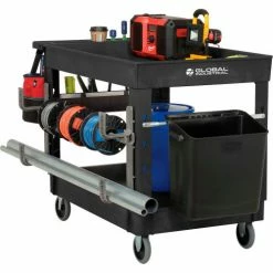 Global Industrial Utility Cart w/2 Shelves & 5" Casters, 44"L x 25-1/2"W x 32-1/2"H, Black 45 Global Industrial Utility Cart w/2 Shelves & 5" Casters, 44"L x 25-1/2"W x 32-1/2"H, Black -Utility Carts Elegant store 800334 02