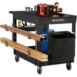 Global Industrial Utility Cart w/2 Shelves & 5" Casters, 44"L x 25-1/2"W x 32-1/2"H, Black 46 Global Industrial Utility Cart w/2 Shelves & 5" Casters, 44"L x 25-1/2"W x 32-1/2"H, Black -Utility Carts Elegant store 800334 03