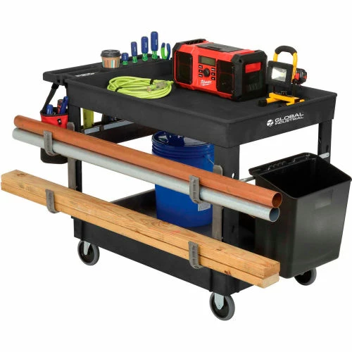 Global Industrial Utility Cart w/2 Shelves & 5" Casters, 44"L x 25-1/2"W x 32-1/2"H, Black 7 Global Industrial Utility Cart w/2 Shelves & 5" Casters, 44"L x 25-1/2"W x 32-1/2"H, Black - Image 7