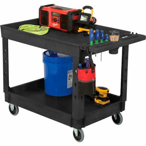 Global Industrial Utility Cart w/2 Shelves & 5" Casters, 44"L x 25-1/2"W x 32-1/2"H, Black 13 Global Industrial Utility Cart w/2 Shelves & 5" Casters, 44"L x 25-1/2"W x 32-1/2"H, Black - Image 13