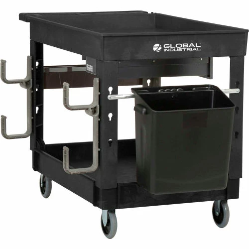 Global Industrial Utility Cart w/2 Shelves & 5" Casters, 44"L x 25-1/2"W x 32-1/2"H, Black 17 Global Industrial Utility Cart w/2 Shelves & 5" Casters, 44"L x 25-1/2"W x 32-1/2"H, Black - Image 17