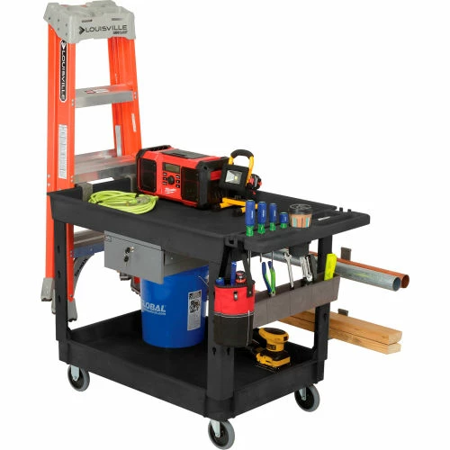 Global Industrial Utility Cart w/2 Shelves & 5" Casters, 44"L x 25-1/2"W x 32-1/2"H, Black 22 Global Industrial Utility Cart w/2 Shelves & 5" Casters, 44"L x 25-1/2"W x 32-1/2"H, Black - Image 22