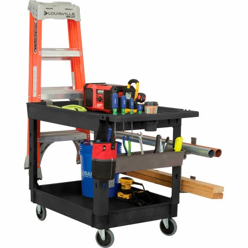 Global Industrial Utility Cart w/2 Shelves & 5" Casters, 44"L x 25-1/2"W x 32-1/2"H, Black 24 Global Industrial Utility Cart w/2 Shelves & 5" Casters, 44"L x 25-1/2"W x 32-1/2"H, Black - Image 24