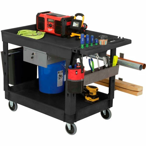 Global Industrial Utility Cart w/2 Shelves & 5" Casters, 44"L x 25-1/2"W x 32-1/2"H, Black 26 Global Industrial Utility Cart w/2 Shelves & 5" Casters, 44"L x 25-1/2"W x 32-1/2"H, Black - Image 26