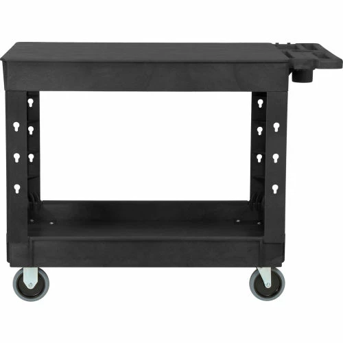 Global Industrial Flat Top Utility Cart w/2 Shelves, 44"L x 25-1/2"W x 32-1/2"H, Black 2 Global Industrial Flat Top Utility Cart w/2 Shelves, 44"L x 25-1/2"W x 32-1/2"H, Black - Image 2