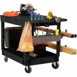 Global Industrial Flat Top Utility Cart w/2 Shelves, 44"L x 25-1/2"W x 32-1/2"H, Black 42 Global Industrial Flat Top Utility Cart w/2 Shelves, 44"L x 25-1/2"W x 32-1/2"H, Black -Utility Carts Elegant store 800335 04
