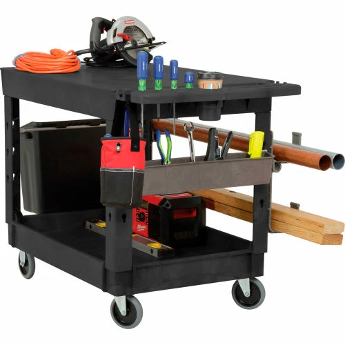 Global Industrial Flat Top Utility Cart w/2 Shelves, 44"L x 25-1/2"W x 32-1/2"H, Black 6 Global Industrial Flat Top Utility Cart w/2 Shelves, 44"L x 25-1/2"W x 32-1/2"H, Black - Image 6