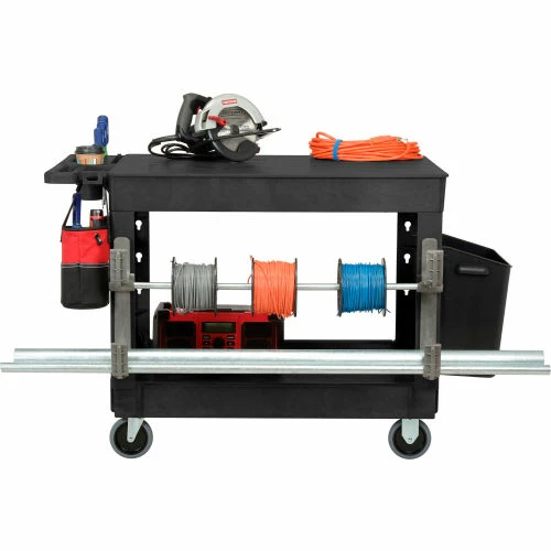 Global Industrial Flat Top Utility Cart w/2 Shelves, 44"L x 25-1/2"W x 32-1/2"H, Black 9 Global Industrial Flat Top Utility Cart w/2 Shelves, 44"L x 25-1/2"W x 32-1/2"H, Black - Image 9