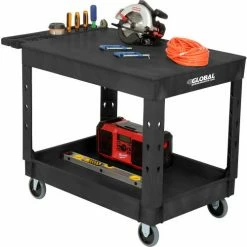 Global Industrial Flat Top Utility Cart w/2 Shelves, 44"L x 25-1/2"W x 32-1/2"H, Black 48 Global Industrial Flat Top Utility Cart w/2 Shelves, 44"L x 25-1/2"W x 32-1/2"H, Black -Utility Carts Elegant store 800335 10