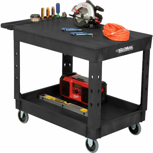 Global Industrial Flat Top Utility Cart w/2 Shelves, 44"L x 25-1/2"W x 32-1/2"H, Black 11 Global Industrial Flat Top Utility Cart w/2 Shelves, 44"L x 25-1/2"W x 32-1/2"H, Black - Image 11
