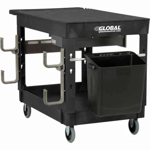 Global Industrial Flat Top Utility Cart w/2 Shelves, 44"L x 25-1/2"W x 32-1/2"H, Black 17 Global Industrial Flat Top Utility Cart w/2 Shelves, 44"L x 25-1/2"W x 32-1/2"H, Black - Image 17