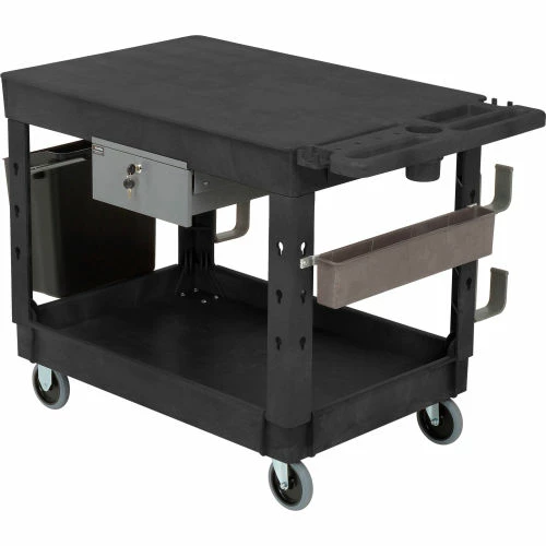 Global Industrial Flat Top Utility Cart w/2 Shelves, 44"L x 25-1/2"W x 32-1/2"H, Black 19 Global Industrial Flat Top Utility Cart w/2 Shelves, 44"L x 25-1/2"W x 32-1/2"H, Black - Image 19