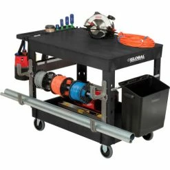 Global Industrial Flat Top Utility Cart w/2 Shelves, 44"L x 25-1/2"W x 32-1/2"H, Black 57 Global Industrial Flat Top Utility Cart w/2 Shelves, 44"L x 25-1/2"W x 32-1/2"H, Black -Utility Carts Elegant store 800335 19