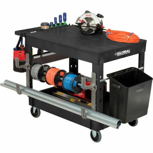 Global Industrial Flat Top Utility Cart w/2 Shelves, 44"L x 25-1/2"W x 32-1/2"H, Black 20 Global Industrial Flat Top Utility Cart w/2 Shelves, 44"L x 25-1/2"W x 32-1/2"H, Black - Image 20