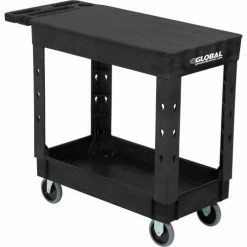 Global Industrial™ Flat Top Utility Cart w/2 Shelves, 38"L x 17-1/2"W x 32-1/2"H, Black