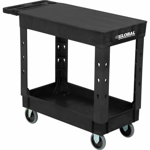 Global Industrial Flat Top Utility Cart w/2 Shelves, 38"L x 17-1/2"W x 32-1/2"H, Black 1 Global Industrial Flat Top Utility Cart w/2 Shelves, 38"L x 17-1/2"W x 32-1/2"H, Black