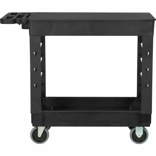 Global Industrial Flat Top Utility Cart w/2 Shelves, 38"L x 17-1/2"W x 32-1/2"H, Black 2 Global Industrial Flat Top Utility Cart w/2 Shelves, 38"L x 17-1/2"W x 32-1/2"H, Black - Image 2