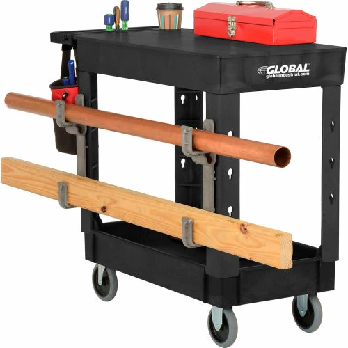 Global Industrial Flat Top Utility Cart w/2 Shelves, 38"L x 17-1/2"W x 32-1/2"H, Black 3 Global Industrial Flat Top Utility Cart w/2 Shelves, 38"L x 17-1/2"W x 32-1/2"H, Black - Image 3