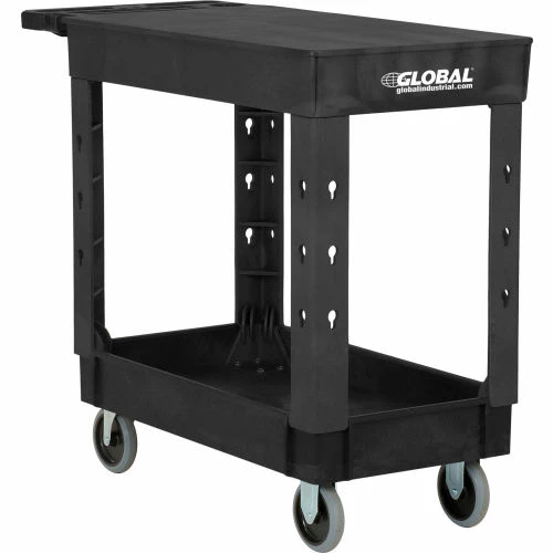 Global Industrial Flat Top Utility Cart w/2 Shelves, 38"L x 17-1/2"W x 32-1/2"H, Black 9 Global Industrial Flat Top Utility Cart w/2 Shelves, 38"L x 17-1/2"W x 32-1/2"H, Black - Image 9