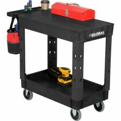 Global Industrial Flat Top Utility Cart w/2 Shelves, 38"L x 17-1/2"W x 32-1/2"H, Black 44 Global Industrial Flat Top Utility Cart w/2 Shelves, 38"L x 17-1/2"W x 32-1/2"H, Black -Utility Carts Elegant store 800337 12