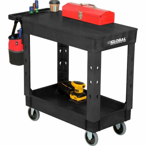 Global Industrial Flat Top Utility Cart w/2 Shelves, 38"L x 17-1/2"W x 32-1/2"H, Black 13 Global Industrial Flat Top Utility Cart w/2 Shelves, 38"L x 17-1/2"W x 32-1/2"H, Black - Image 13
