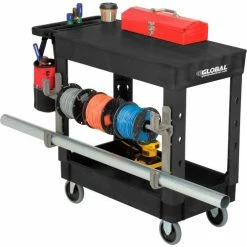 Global Industrial Flat Top Utility Cart w/2 Shelves, 38"L x 17-1/2"W x 32-1/2"H, Black 45 Global Industrial Flat Top Utility Cart w/2 Shelves, 38"L x 17-1/2"W x 32-1/2"H, Black -Utility Carts Elegant store 800337 13