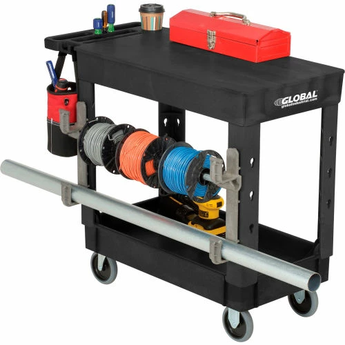 Global Industrial Flat Top Utility Cart w/2 Shelves, 38"L x 17-1/2"W x 32-1/2"H, Black 14 Global Industrial Flat Top Utility Cart w/2 Shelves, 38"L x 17-1/2"W x 32-1/2"H, Black - Image 14