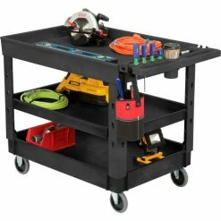 Global Industrial Deep Tray Shelf for Utility Cart, 36"L x 24"W x 2-1/2"H, Black -Utility Carts Elegant store 800338 03