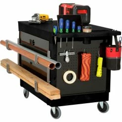 Global Industrial Utility Cart w/2 Flat Shelves, 500 lb. Capacity, 44"L x 25-1/2"W x 32-1/2"H -Utility Carts Elegant store 800340 03