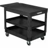 Global Industrial™ Tray Top Utility Cart w/3 Shelves, 44"L x 25-1/2"W x 32-1/2"H, Black