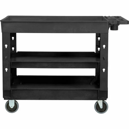 Global Industrial Tray Top Utility Cart w/3 Shelves, 44"L x 25-1/2"W x 32-1/2"H, Black 2 Global Industrial Tray Top Utility Cart w/3 Shelves, 44"L x 25-1/2"W x 32-1/2"H, Black - Image 2